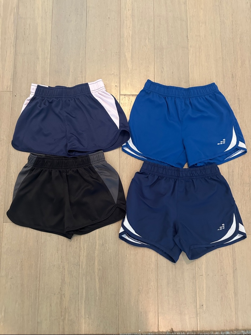 Girls Athletic Play Shorts Bundle - Navy, Royal Blue, Black. M (8-10)